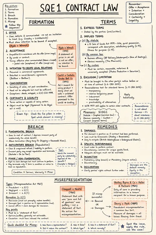 Contract Law one-sheet study board